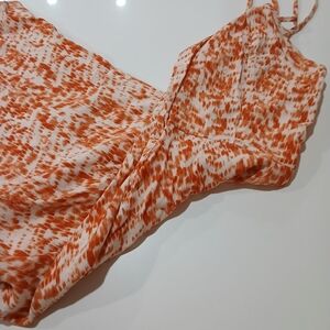 Forever 21 Orange and White Strapless Dress